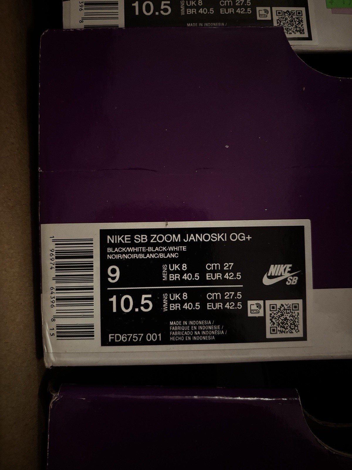 Nike Zoom Stefan Janoski OG + SB Black White FD6757-001 Men’s Shoe / Skate Size
