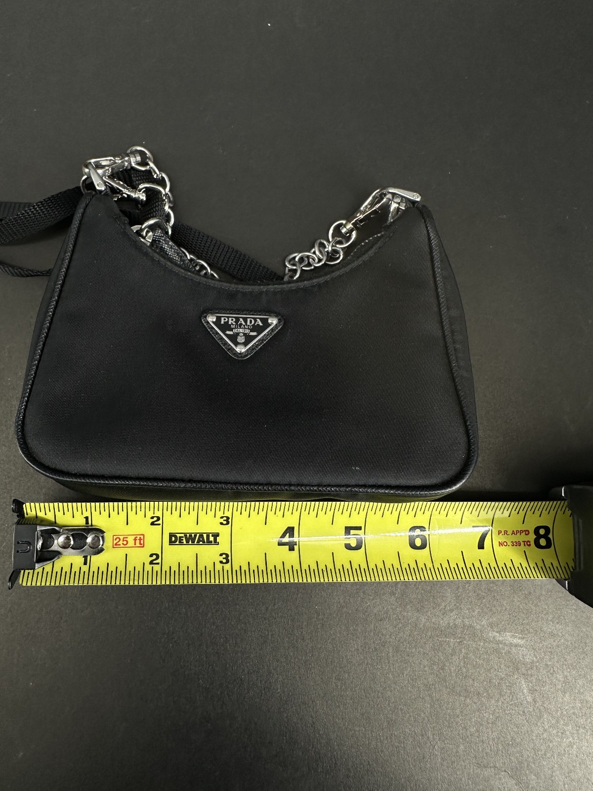 Prada Re-Edition 2005 Re-Nylon Shoulder Bag Black with Chain Strap
