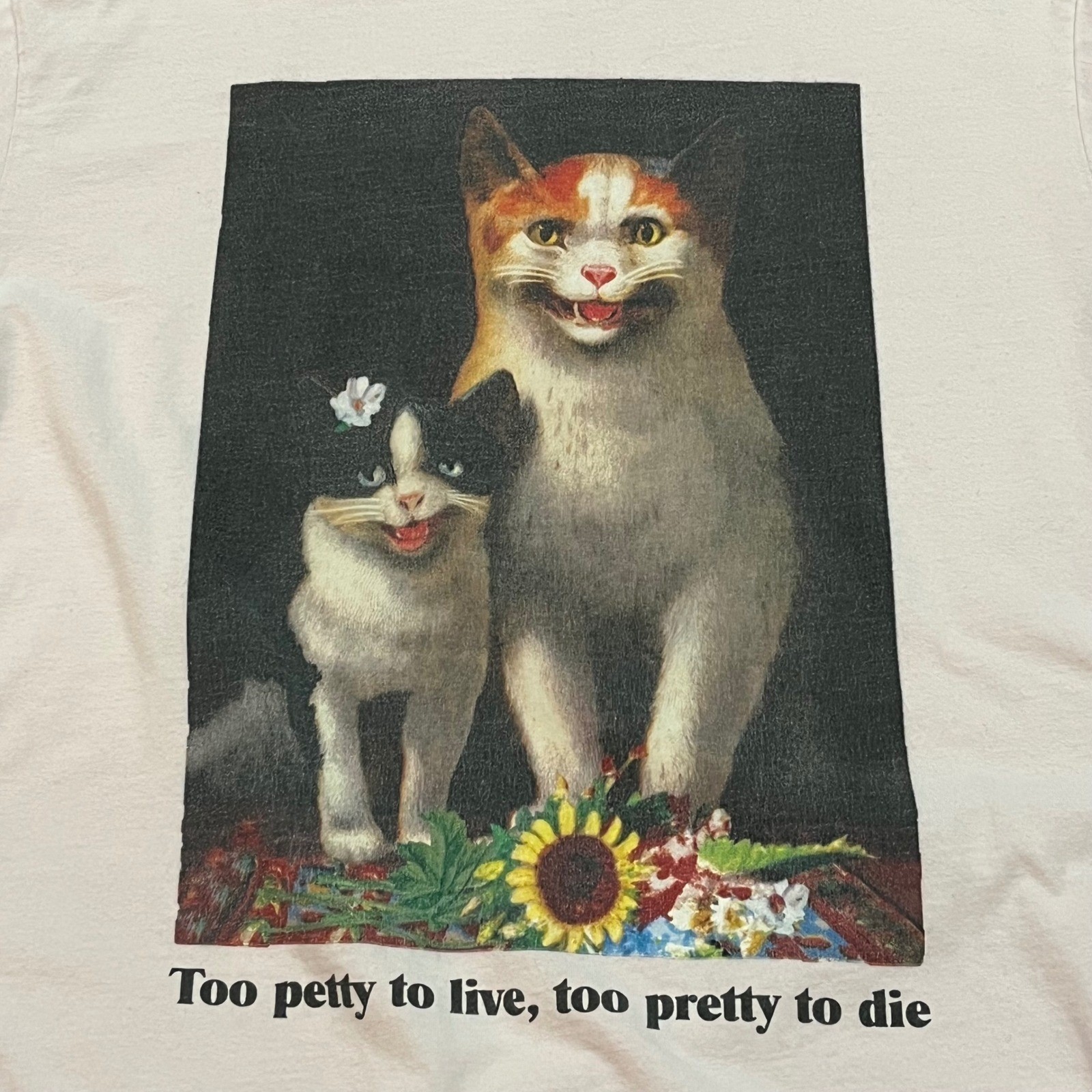 Teddy Fresh T-Shirt Too Petty to Live Pretty to Die Cat Graphic Pink Mens Medium