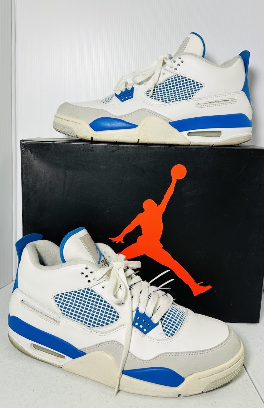 Jordan Air Jordan 4 Retro Military Blue White Blue Grey 308497-105 Sz 10