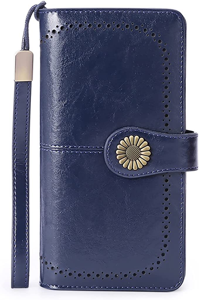 Sendefn Wallets for Women Genuine Leather Credit Card Holder Rfid Blocking Large