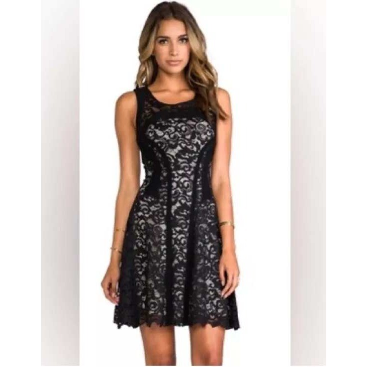 Diane Von Furstenburg Kala Lace Dress Sz 4 Sleeveless Black