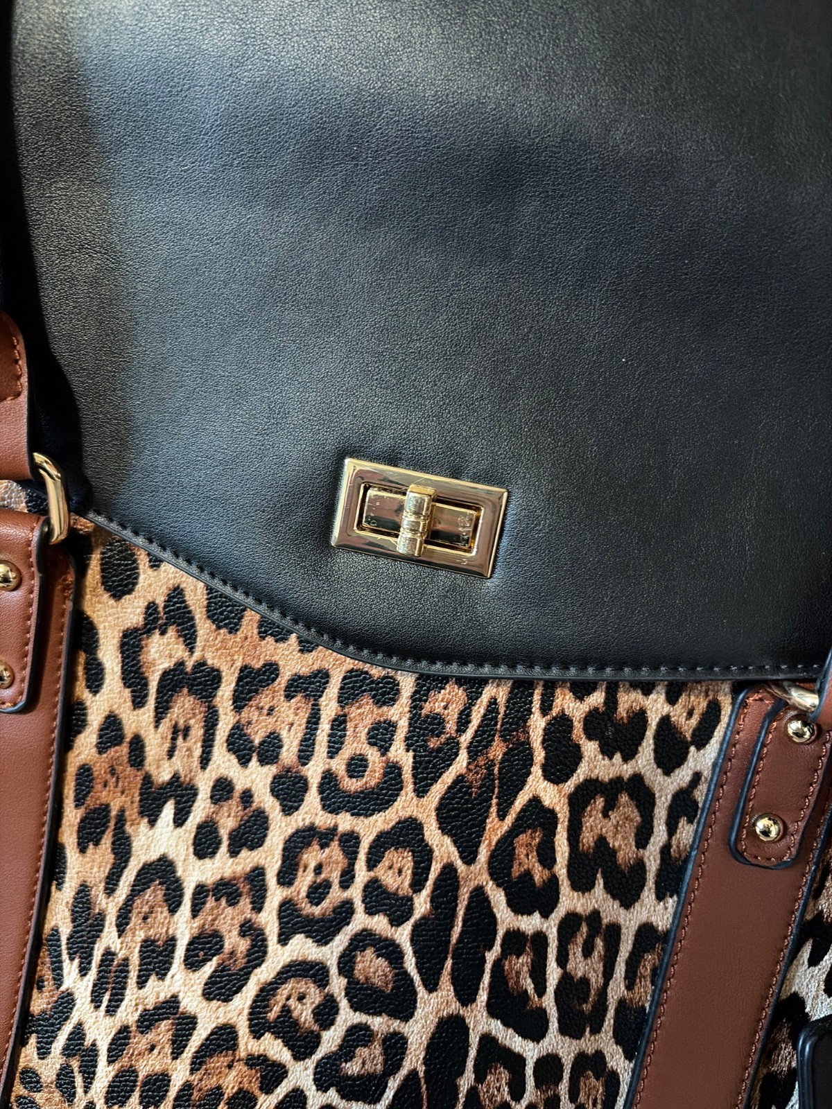 Badgley Mischka Leopard Print Travel Tote Weekender Bag