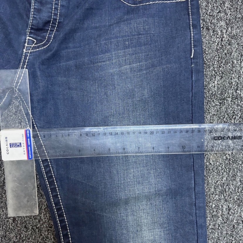 True Religion Men’s Straight Jeans | Blue Denim with White Stitching