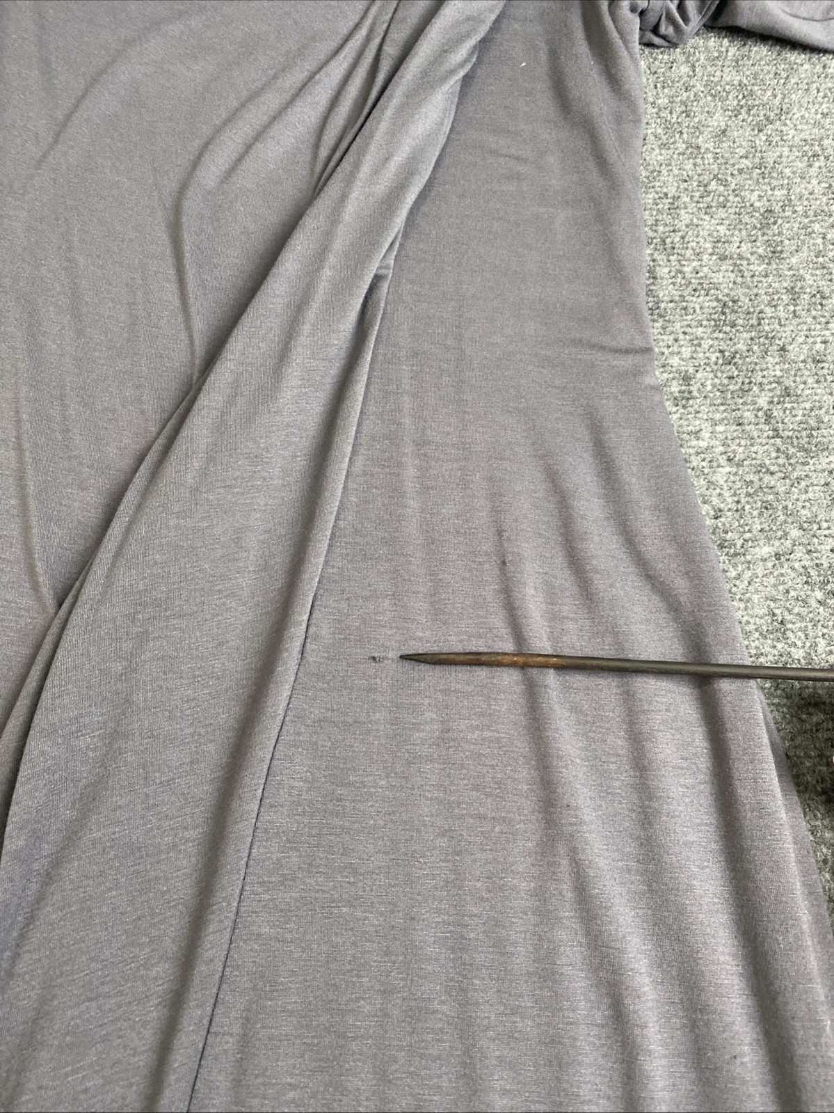 Bailey 44 Form Fitting Slate Gray Asymmetrical Pleated Lined Dress Size M (?)