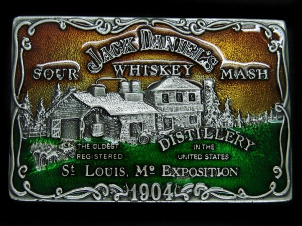 UC13108 *NOS* VINTAGE 1970s **JACK DANIEL’S WHISKEY** BOOZE ADVERTISEMENT BUCKLE
