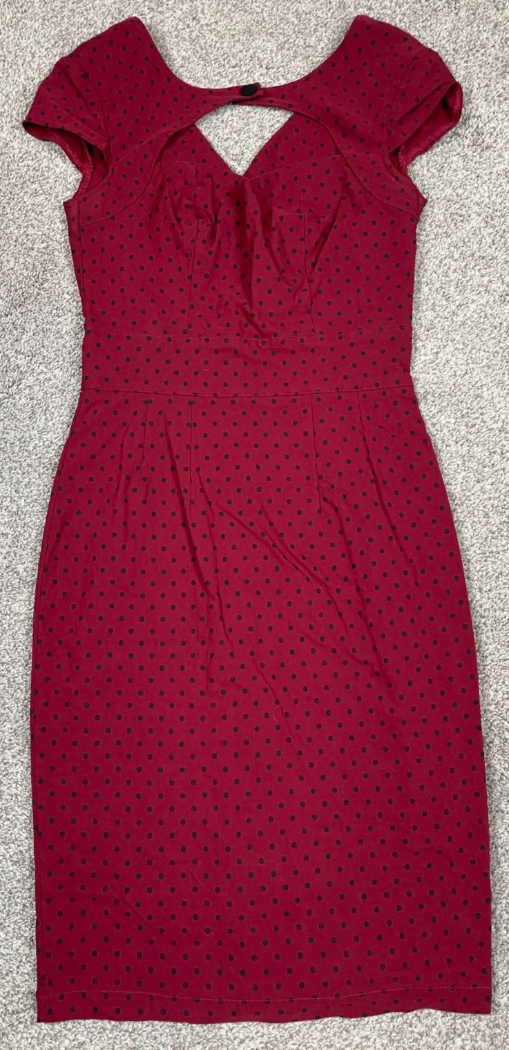 Hell Bunny Vixen Dress Womens Small Red Polka Dot Pinup Steampunk Rockabilly