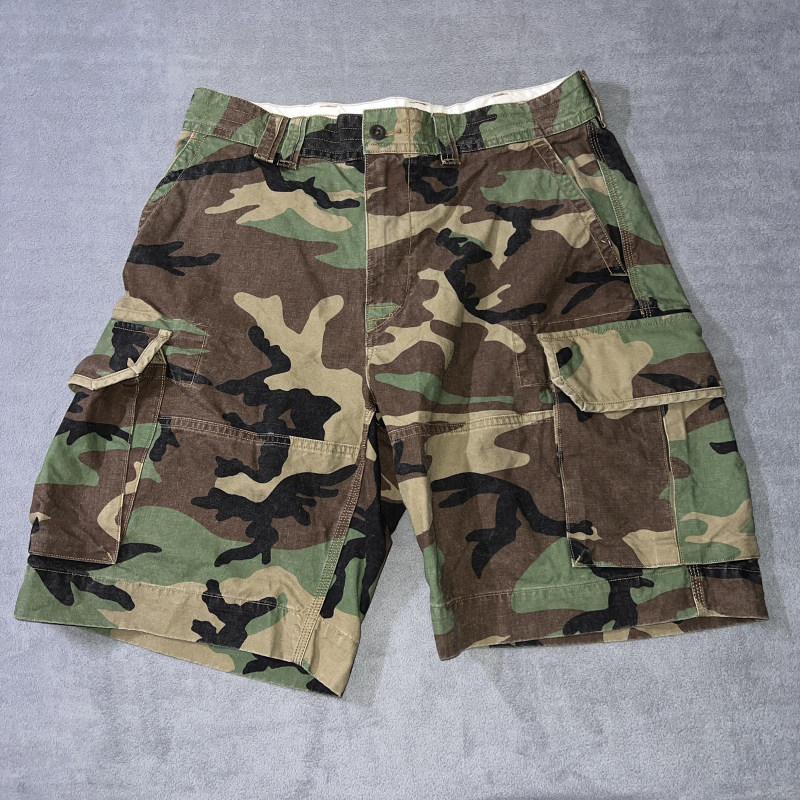 Polo Ralph Lauren Shorts Men’s 34 Camo Cargo Canvas Woodland Polo Chino EUC