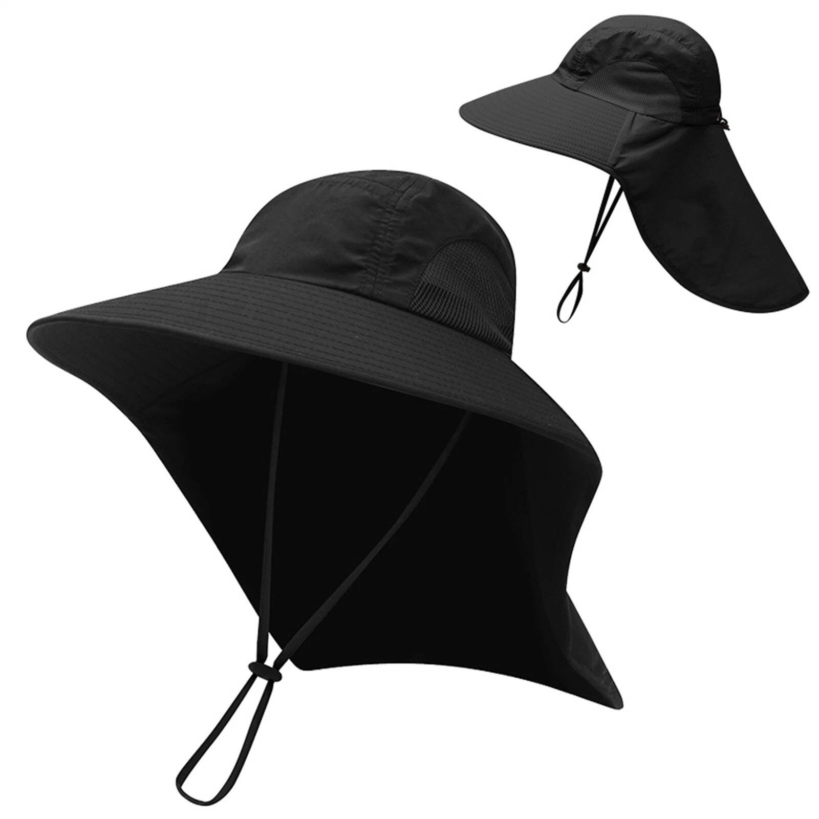 Wide Brim Sun Hat with Neck Flap UV Protection Hiking Fishing Cap for Men Women