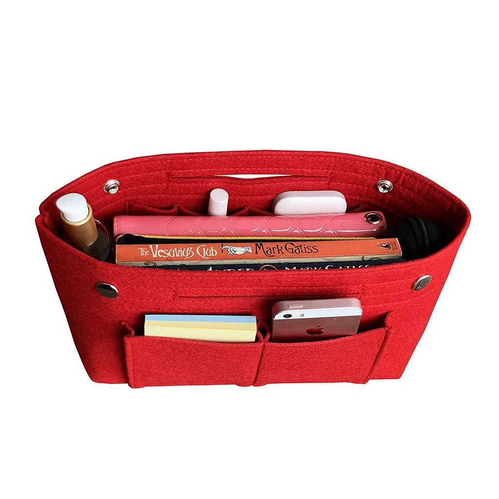 S/M/L Multi-Pocket Insert Bag Felt Fabric Purse Handbag Bag Liner Tote Organizer