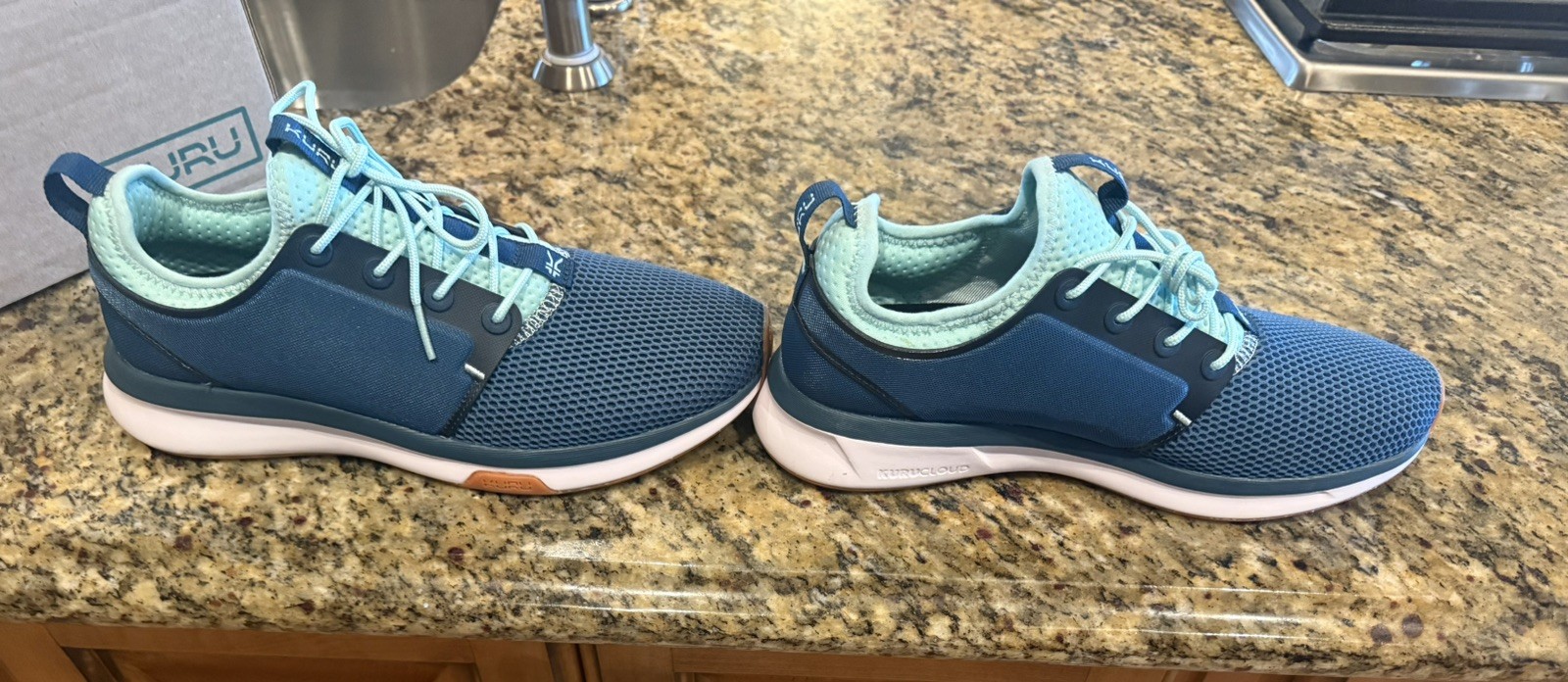 KURU Atom Running Shoes Womens 9 Blue Mint Mesh Orthopedic Arch Support Sneakers
