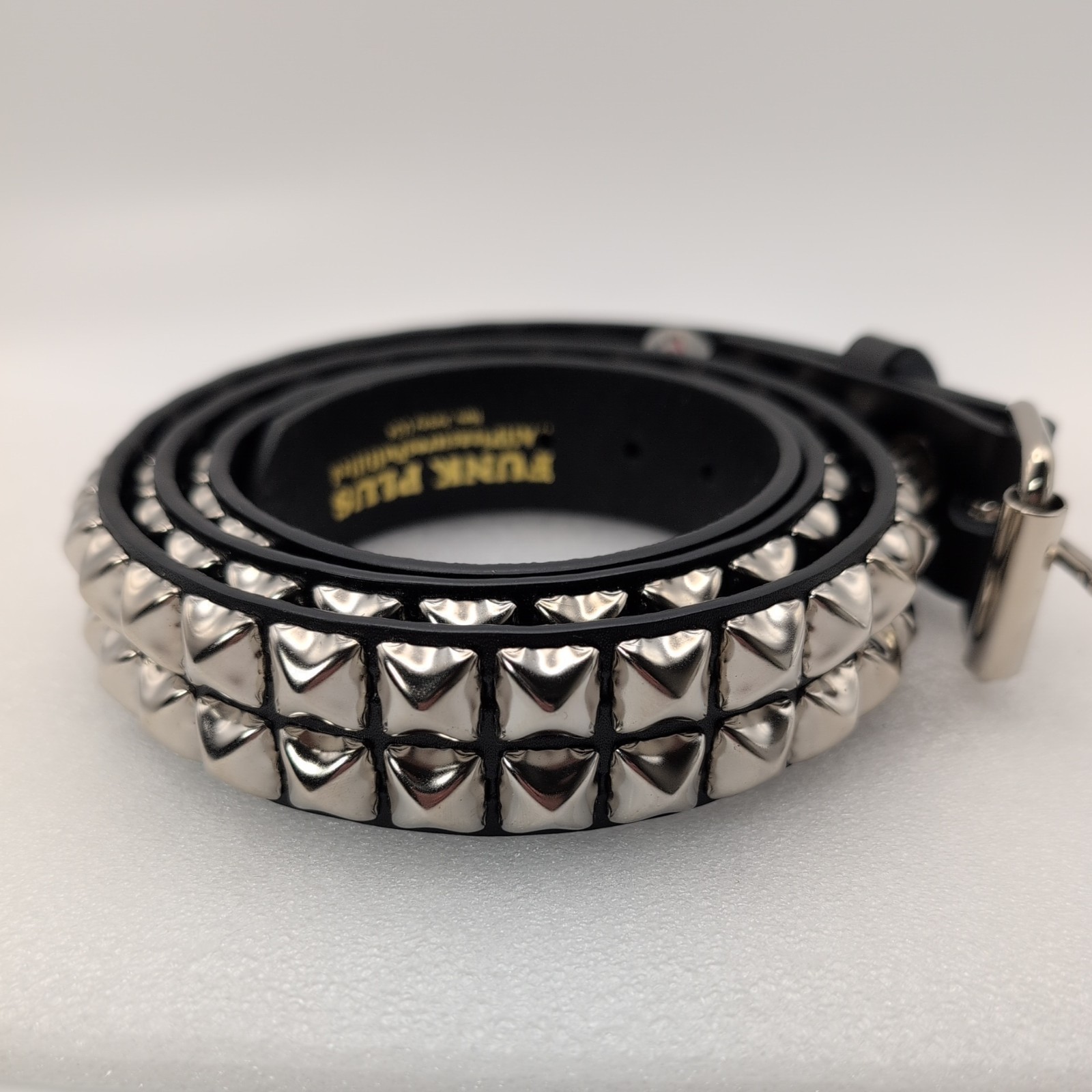 Funk Plus Double Row Pyramid Stud Leather Belt Punk Gorh Style Made In USA XXL
