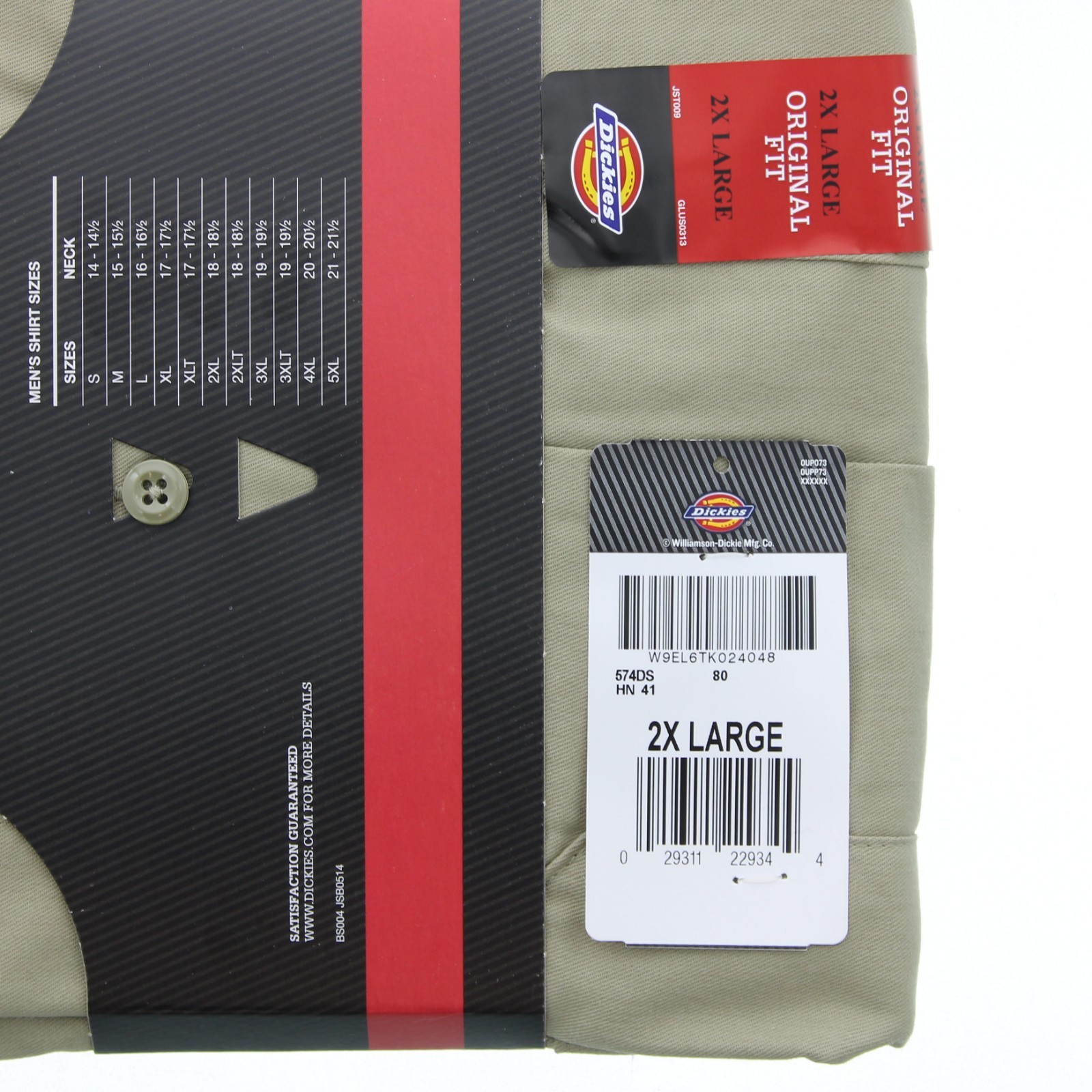Dickies Men’s 574 Twill Work Shirt, Long Sleeve Button-Up Original Fit, Khaki