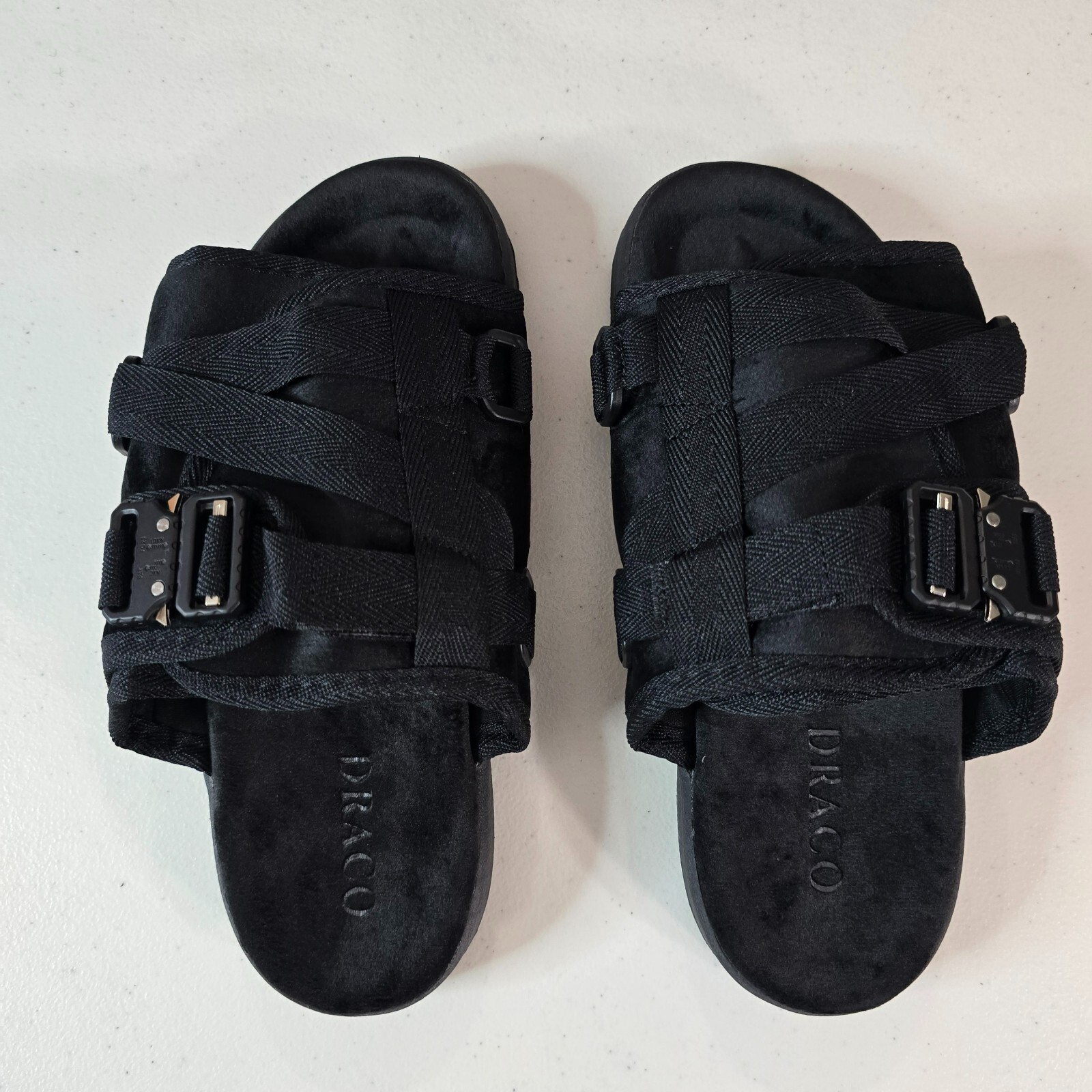 DRACO Slides Size 7-8 7.5 Men’s Phantom Black Remastered Slide Sandals Shoes NEW