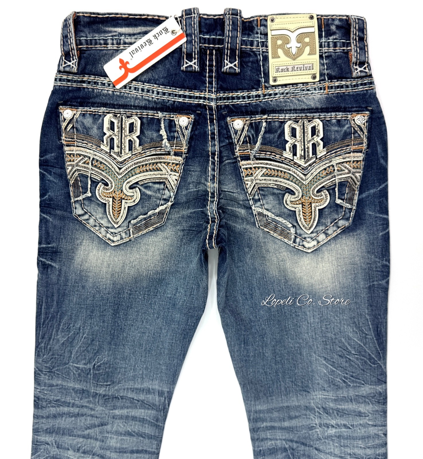 Rock Revival Raelyn Straight Distressed Blue Jeans Mens 29 – 38