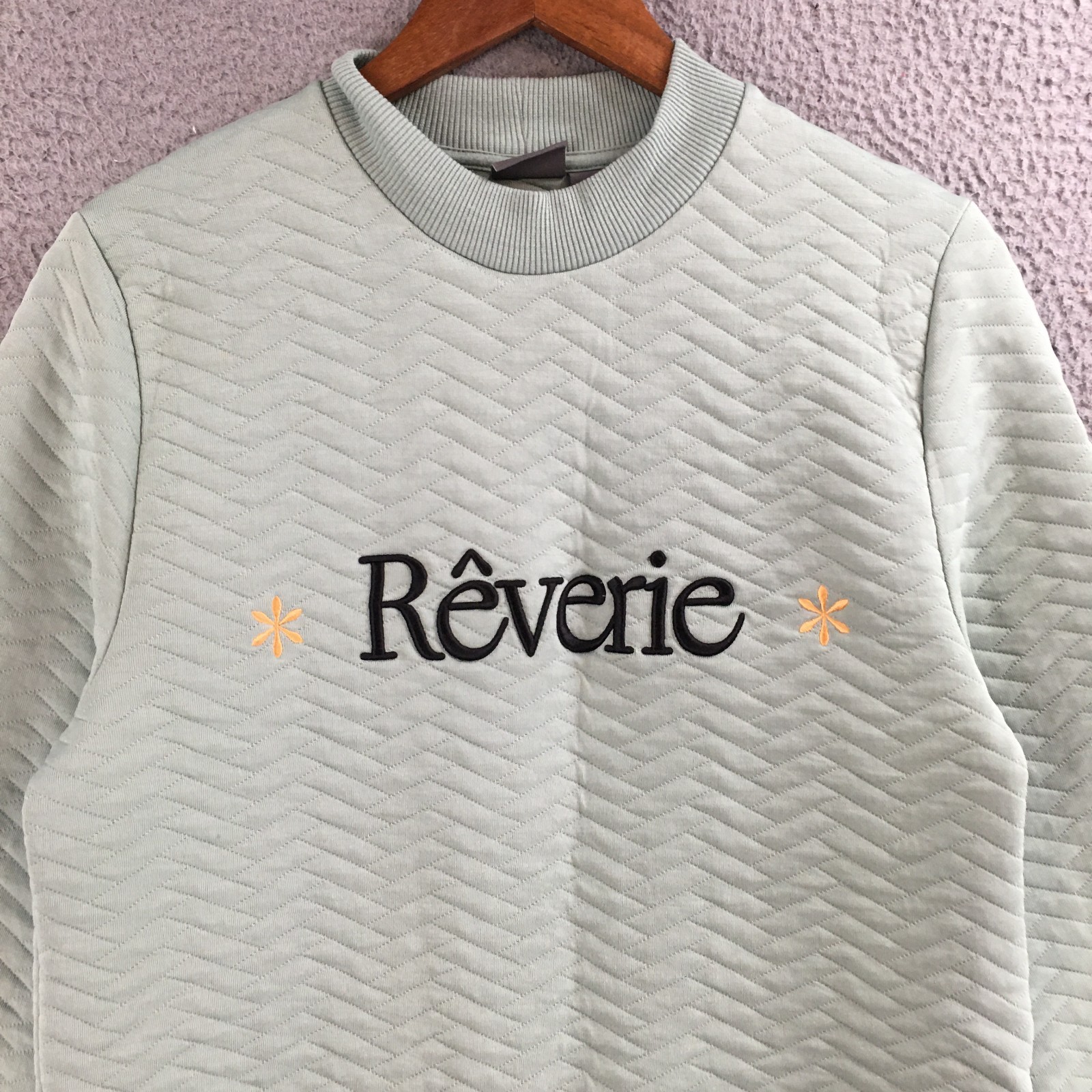 ASOS Sweatshirt Womens XS Extra Small Sage Mint Green Quilted Reverie Pullover