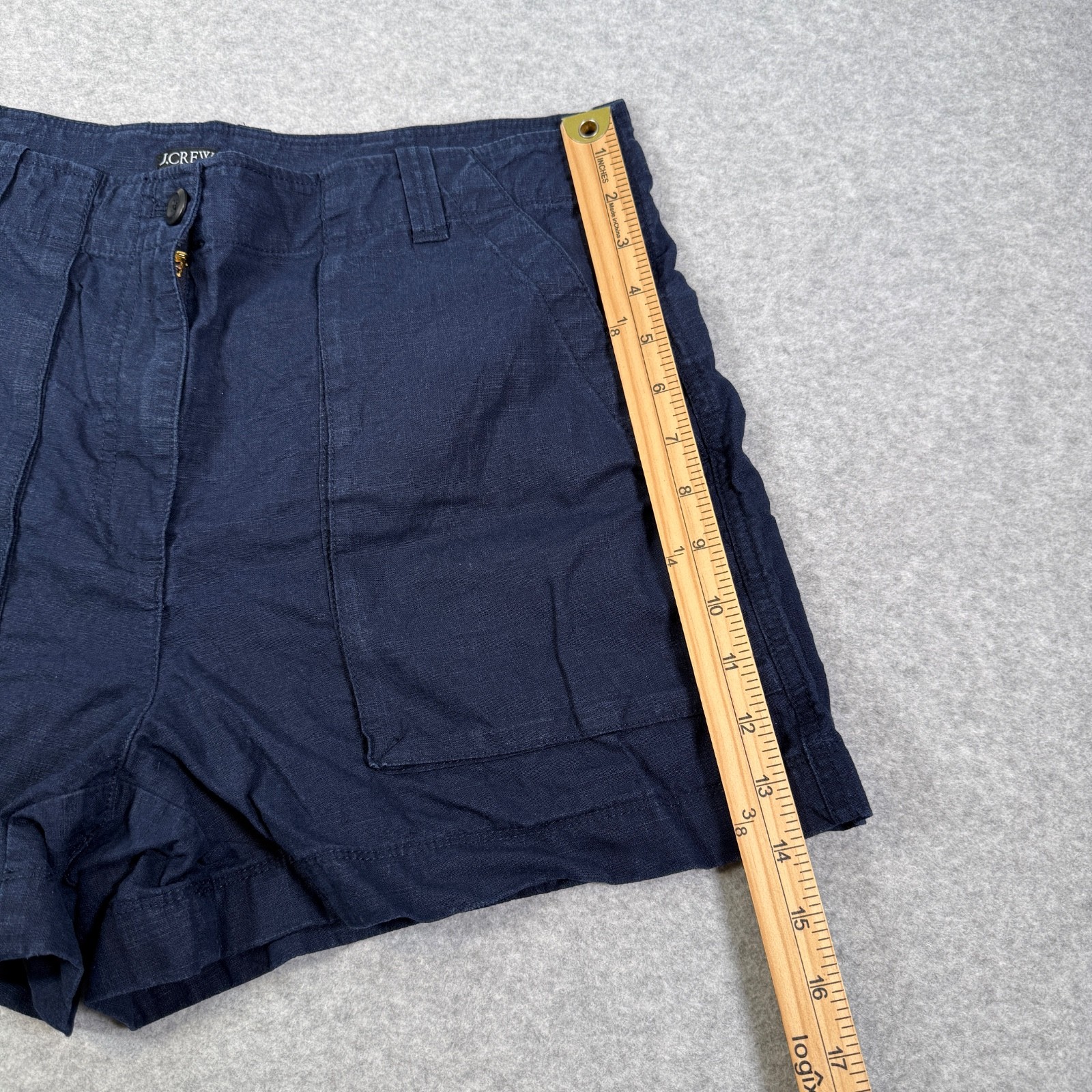 J.Crew Navy Blue Linen Blend Utility Shorts BY298 SP24 Womens Size 12