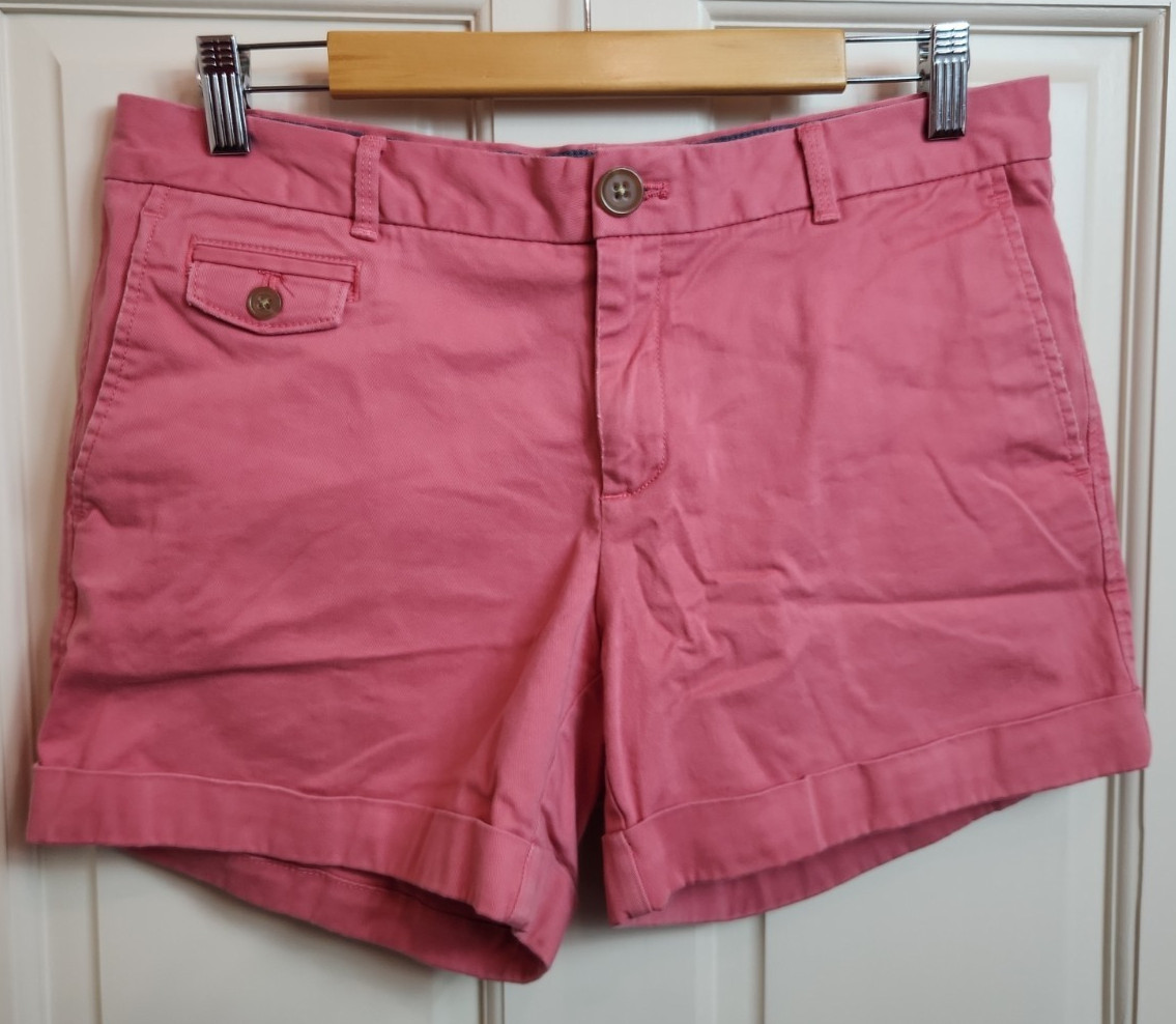 Banana Republic Pink Khaki Shorts Women Size 10 Waist 34 Cuffed Stretch 11-37168
