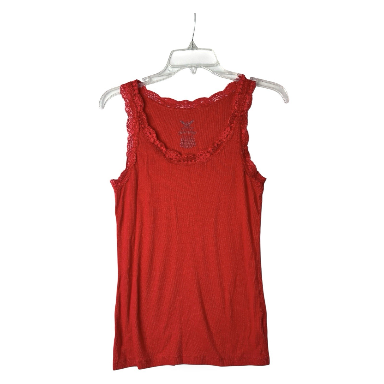 Faded Glory Red Lace Trim Y2K Style Feminine Fairy Whimsy Tank Top Size Large L