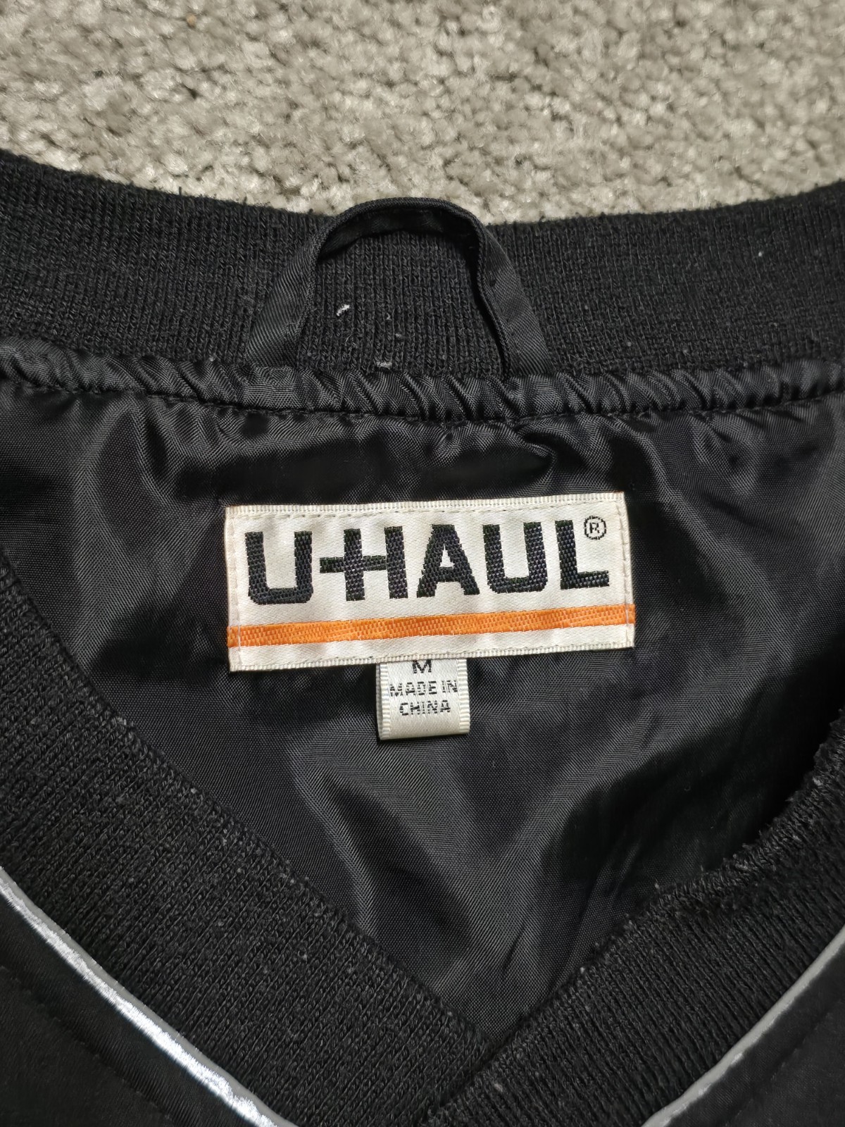 U-Haul Reflective Windbreaker Jacket Mens M Black Long Sleeve Pullover