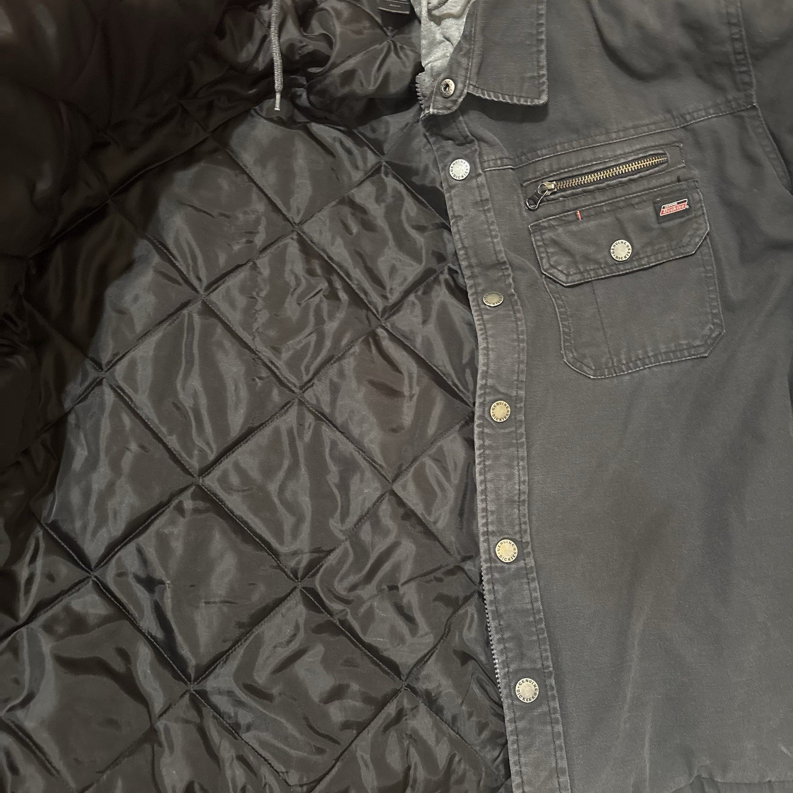 Dickies Men’s Black Hooded Lined Work Jacket, Regular Fit XL