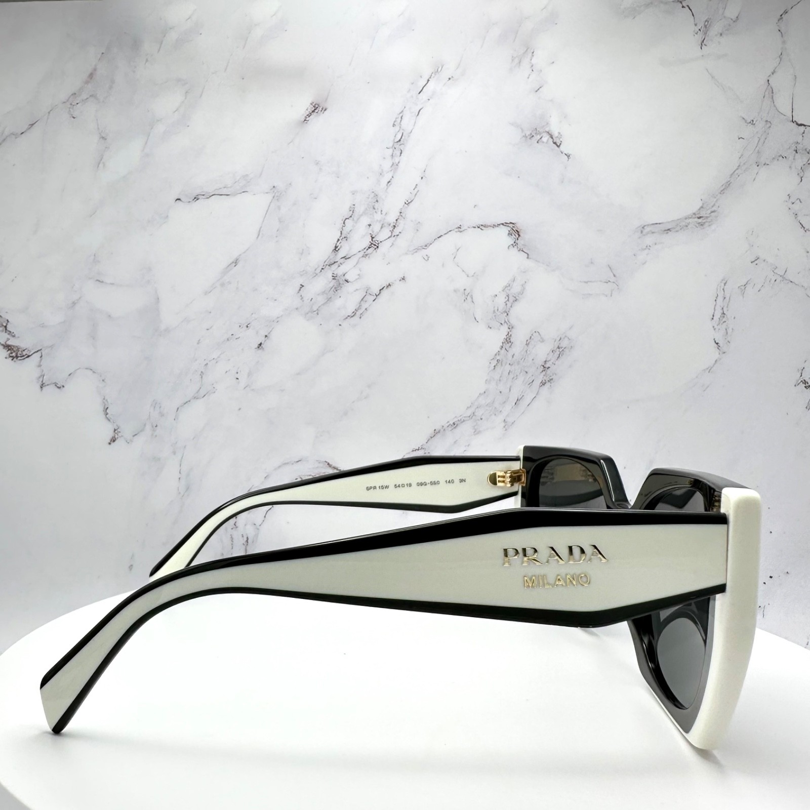 PRADA Sunglasses PR15WS 09Q5S0 Black White Symbole Gold Women’s New