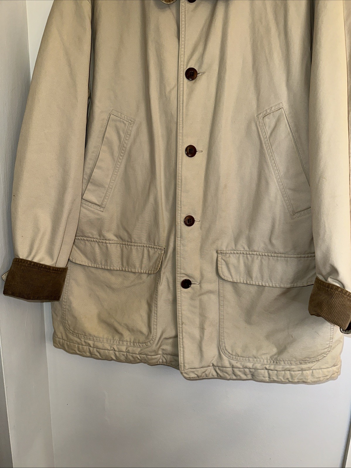LL Bean Barn Chore Jacket 0WY20 Beige TanCoat Thinsulate Quilted Lining Mens XL