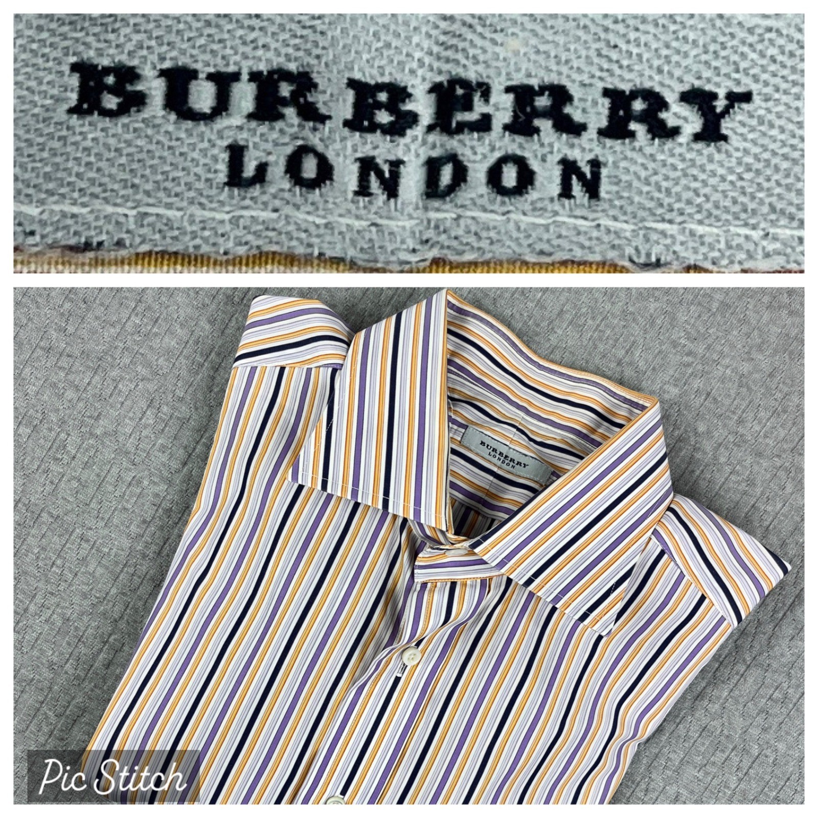 Burberry London Button Up Shirt Mens 17 L Multicolor Striped Neiman Marcus USA