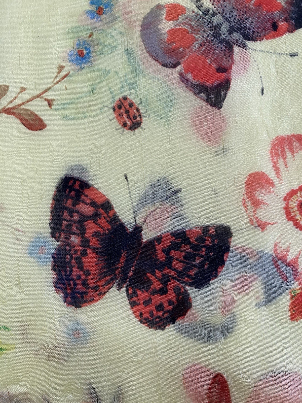 # CODELLO Yellow Silk Women’s Scarf With Whimsical Butterflies Prints GC 71”21”