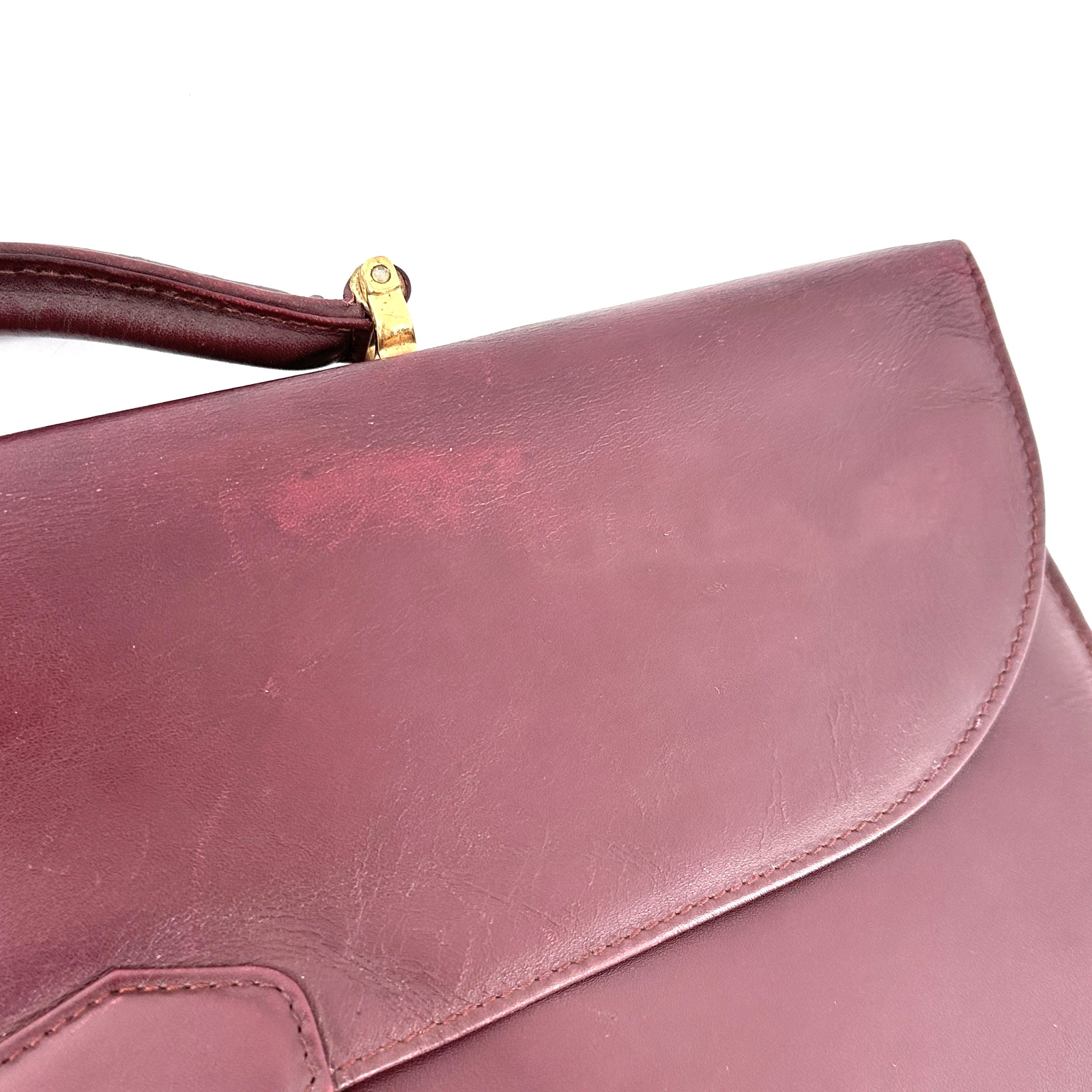 Cartier Briefcase Business Bag Leather Bordeaux Authentic