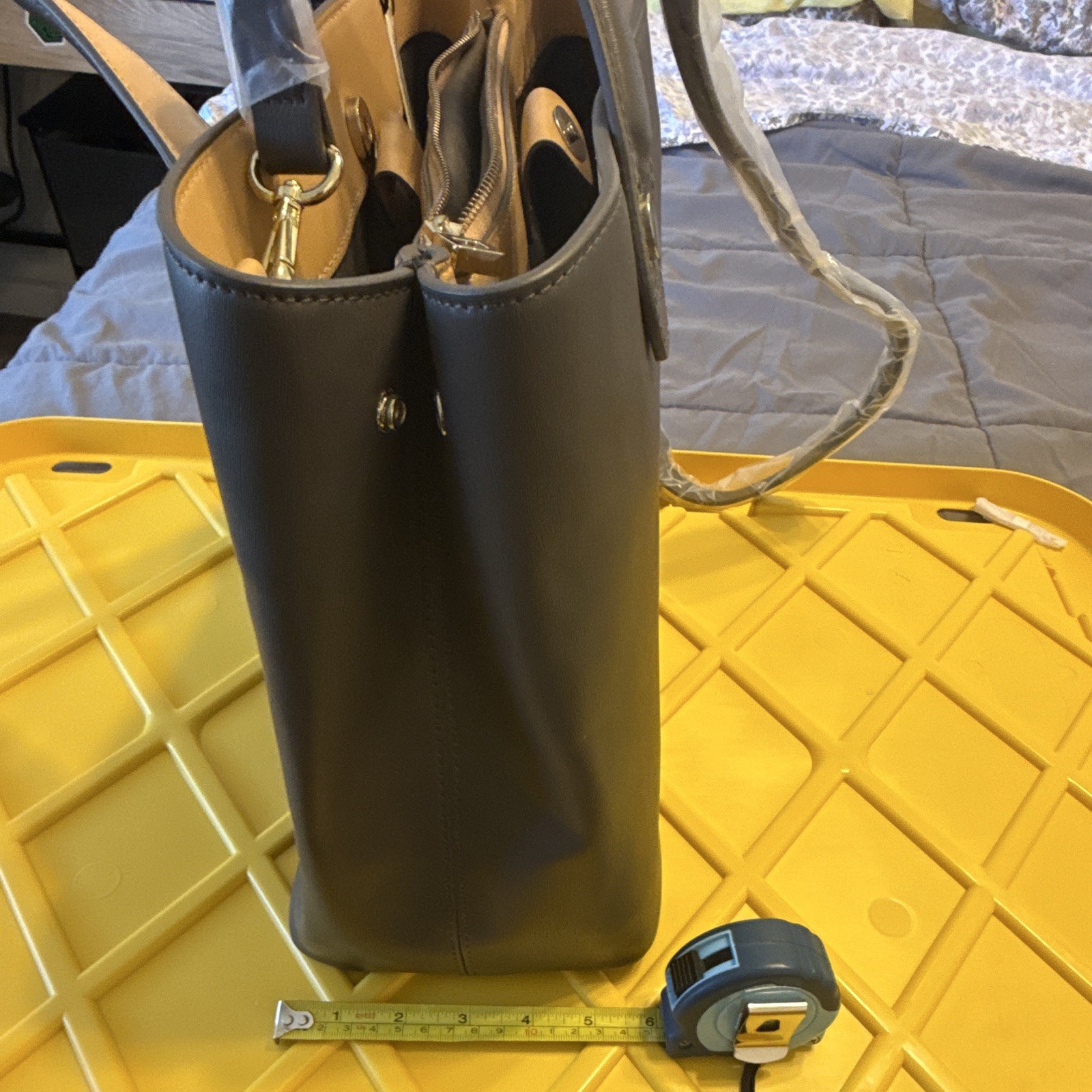 ZARA Basic Collection Gray Top Handle Satchel Bag, Detachable Strap