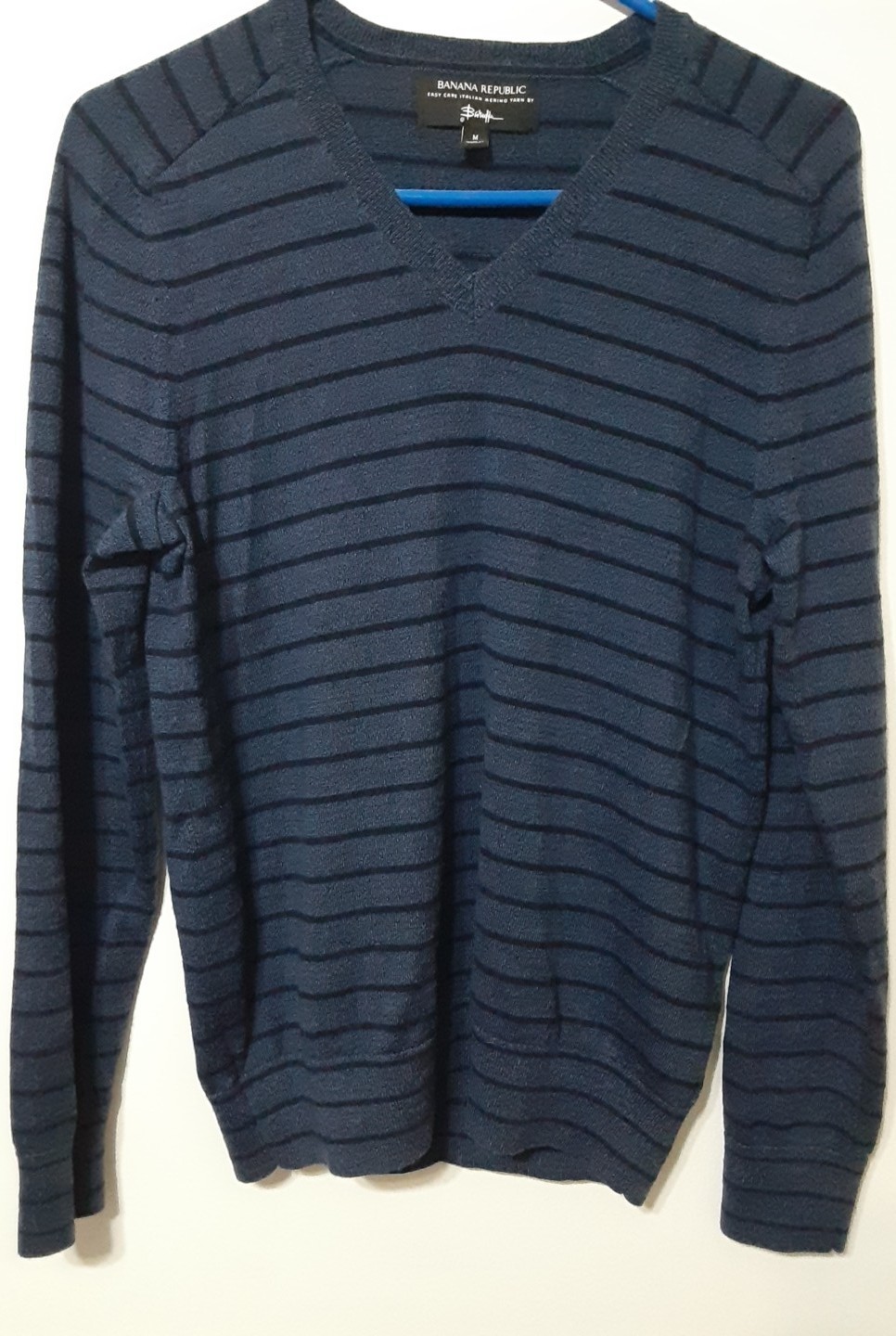 Banana Republic Men’s M 44-46 100% Extra Fine Merino Wool V-Neck Sweater;Baruffa