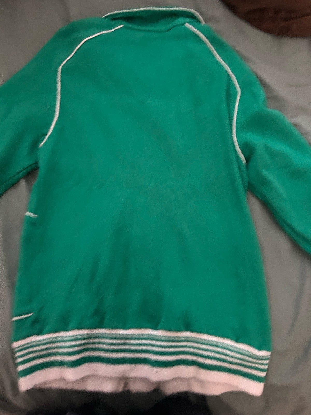 White Stag Green Full Zip Sweatshirt Striped Trim Zippered Pockets Women’s