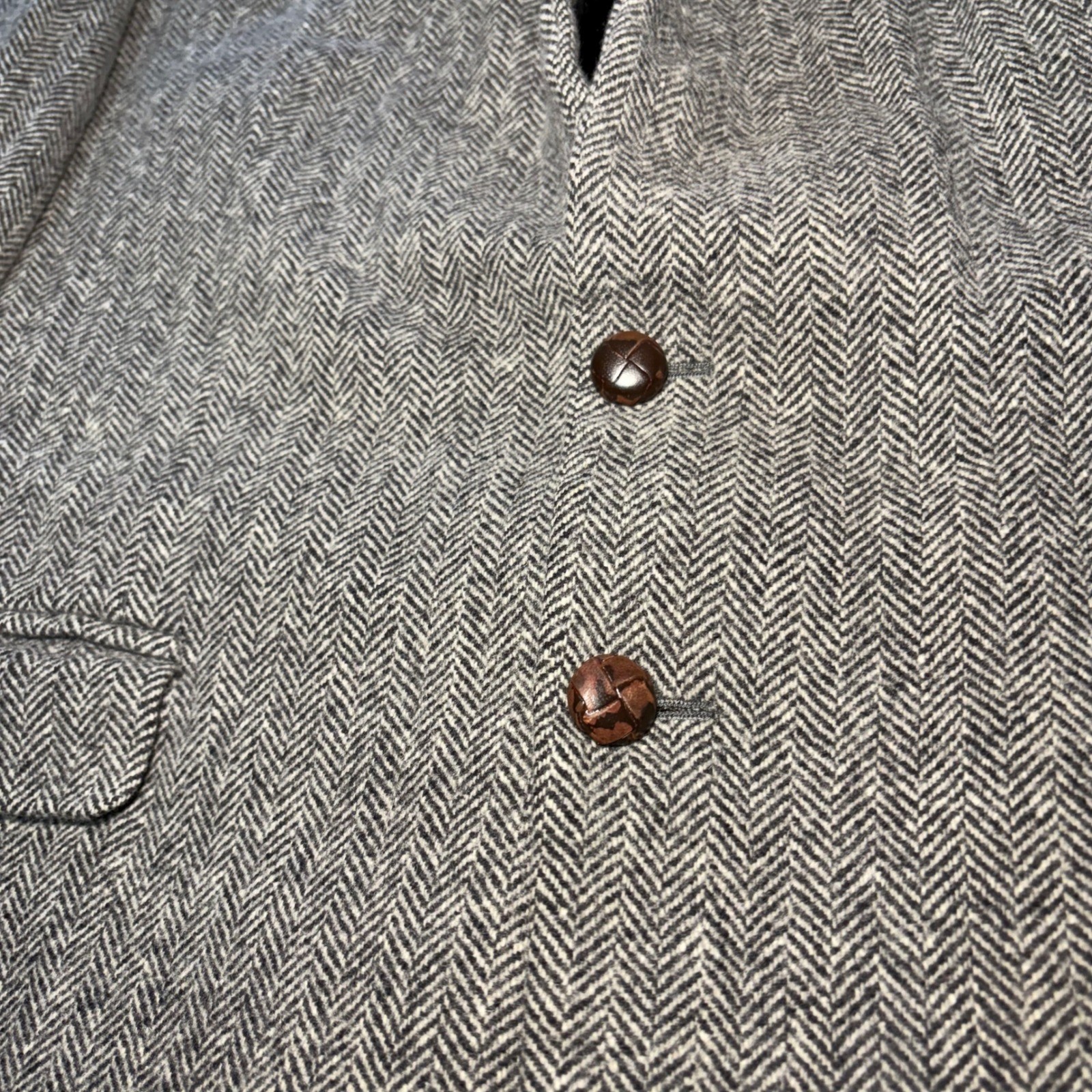 Deansgate Mens 46R Lambswool Herringbone Blazer Gray Sport Coat Luxury Vintage