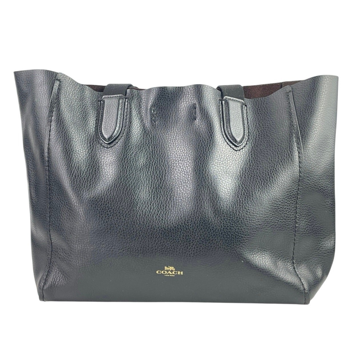 Coach Derby Women’s Black Pebbled Leather Shoulder Shopper Tote Handbag Sz OS