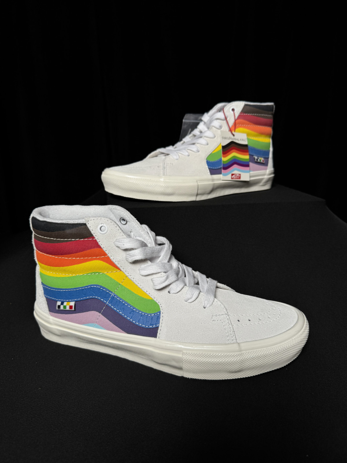 Vans Skate Sk8-Hi Pride White Rainbow Classic Shoe Mens Size 9 Women 10.5