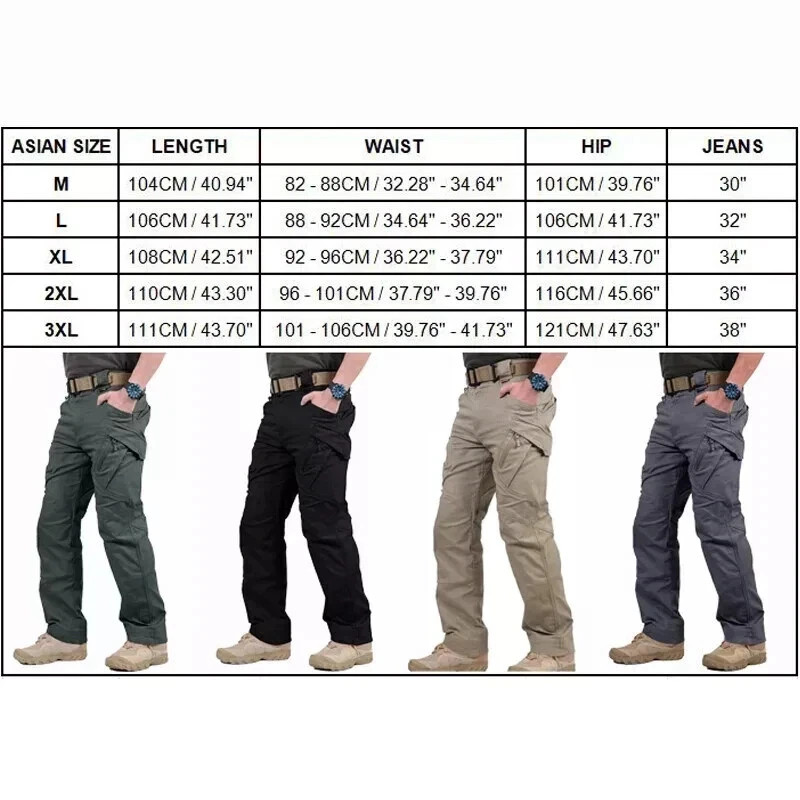 Mens Cargo Pants Work Combat Pants Outdoor Hiking Waterproof Trousers Tactical