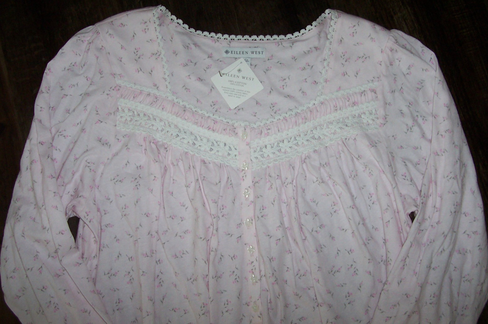 NWT Eileen West BLUSH PINK FLORAL 39″ Nightgown Women’s XL 100% COTTON KNIT