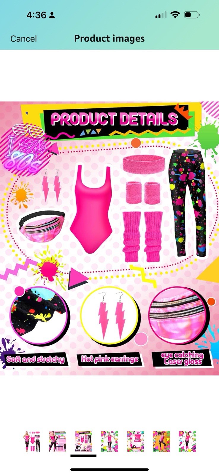 Seven piece 80s workout Halloween costume women’s size extra large brand HERCICY