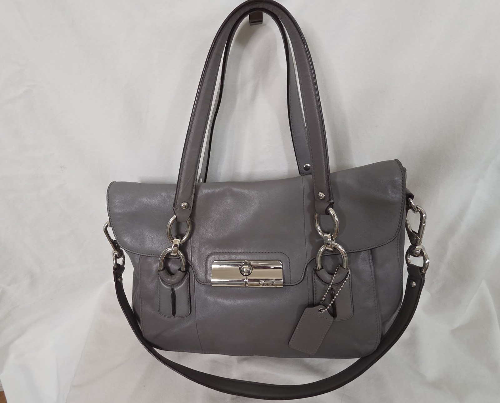 Coach Poppy Kristin E1126-18277 Gray Soft Butter Leather Shoulder Handbag