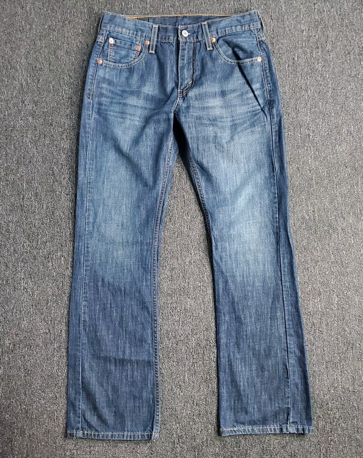 Levi’s 527 Jeans Mens 30X30 Blue Relaxed Boot Cut Denim Whiskered Actual 30X29