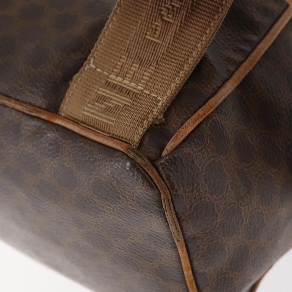CELINE Macadam Canvas Backpack PVC Leather Brown Gold Auth bs35412