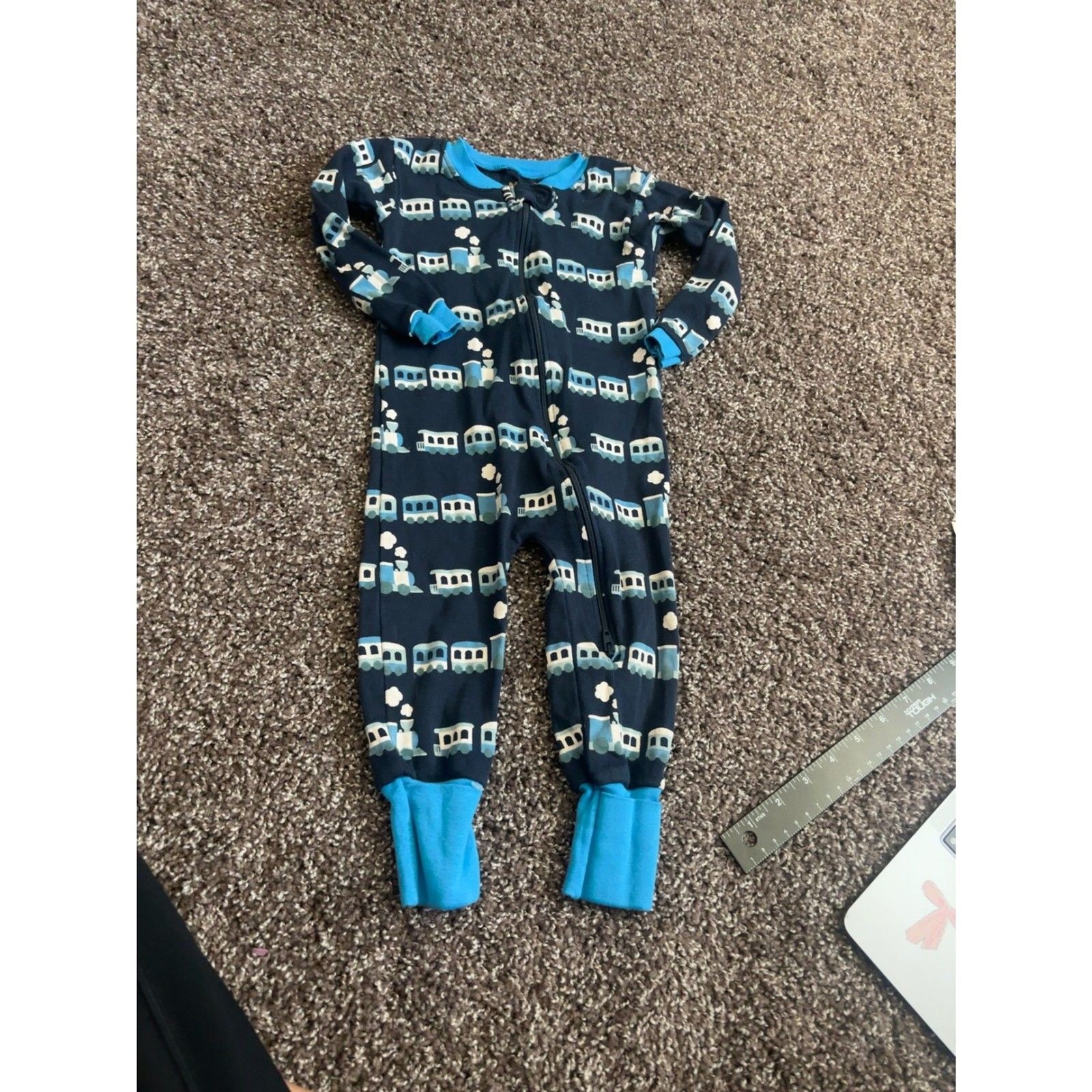 Monica + Andy Train Print Zip Footless Pajamas 12-18 Months
