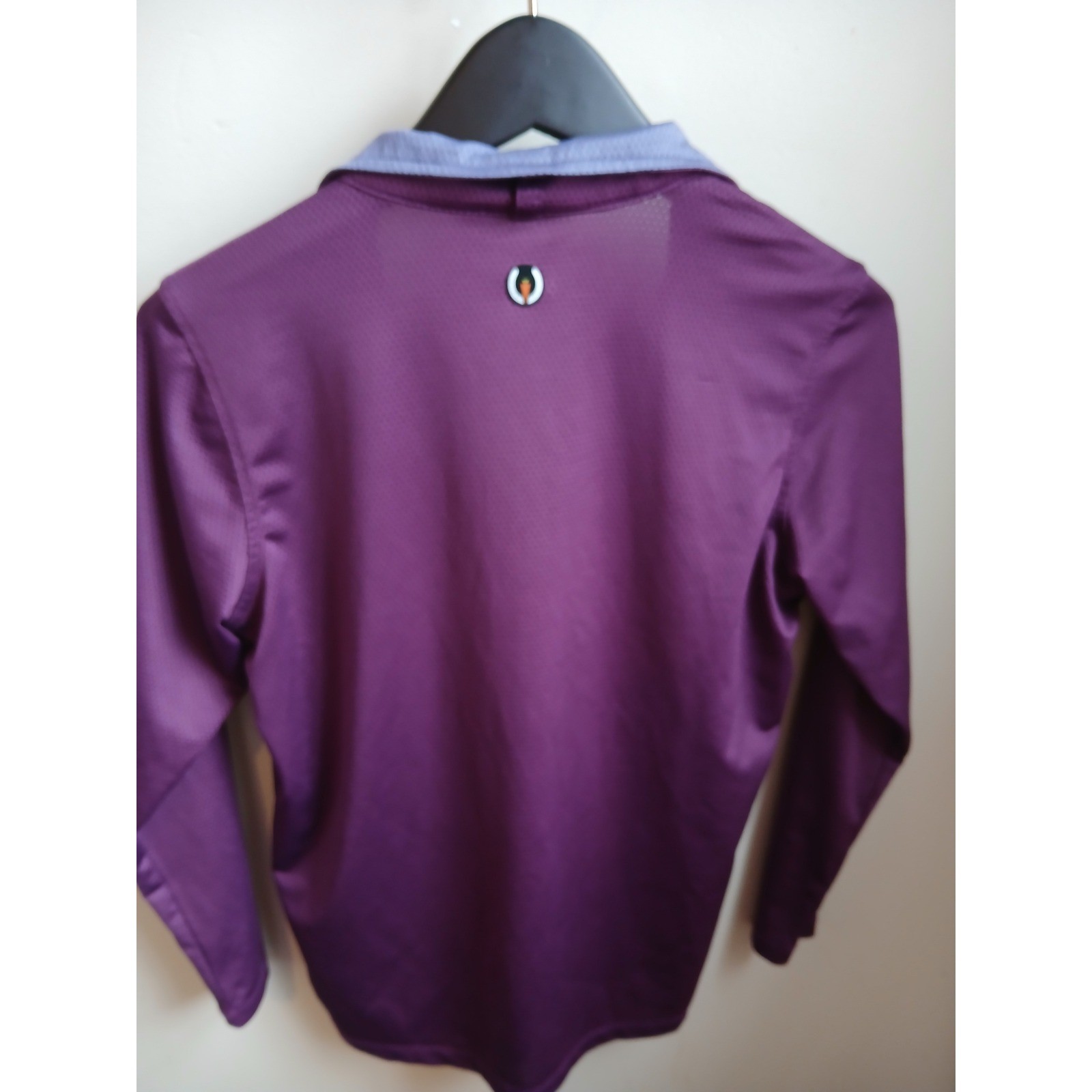 Kerrits Kids Purple Horse Print Quarter Zip Long Sleeve Riding Shirt Size L