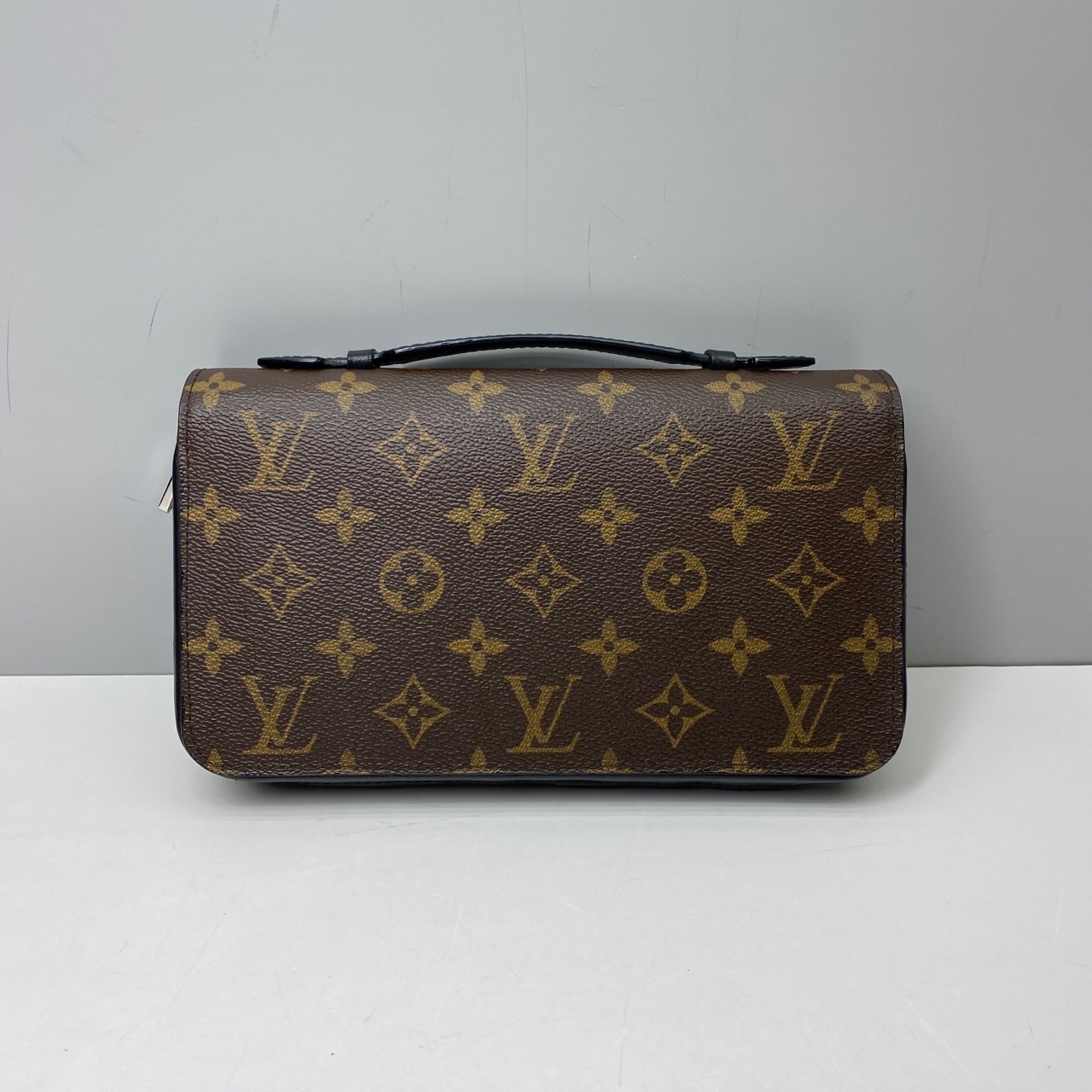 Louis Vuitton Pre-Owned Authentic Handle Clutch Brown Free Shipping 22x15x4cm