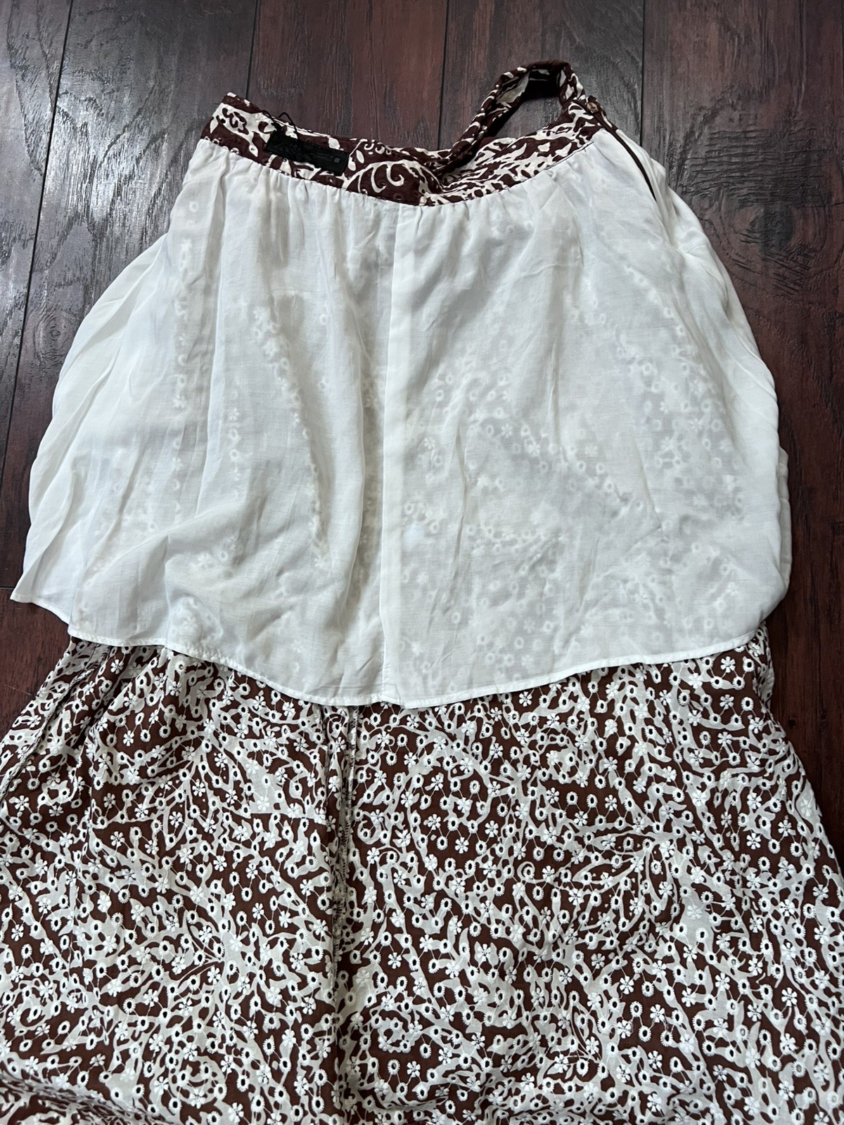 NWT Zara Embroidered Eyelet Midi Skirt Paisley-style Brown A-line Cotton Size S