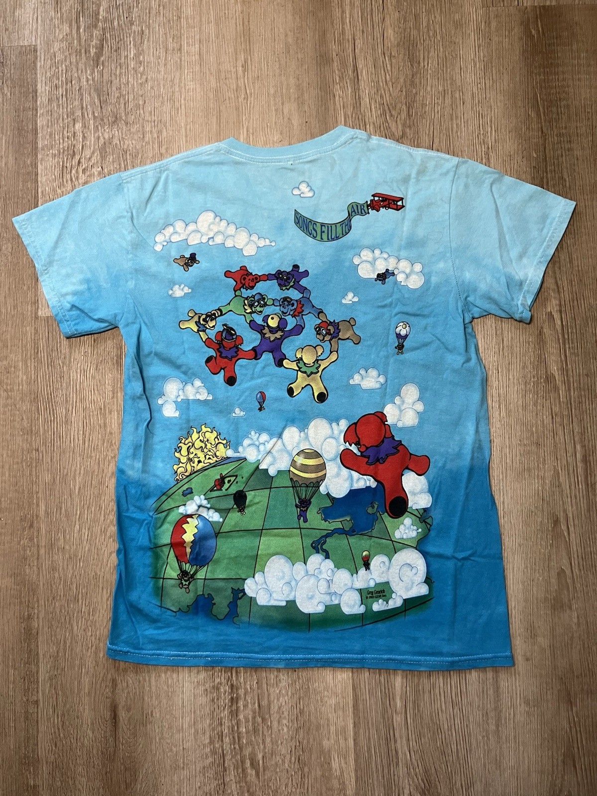 Vintage Grateful Dead Parachute Bears Liquid Blue Tie Dye 2000 Shirt Sz. XS