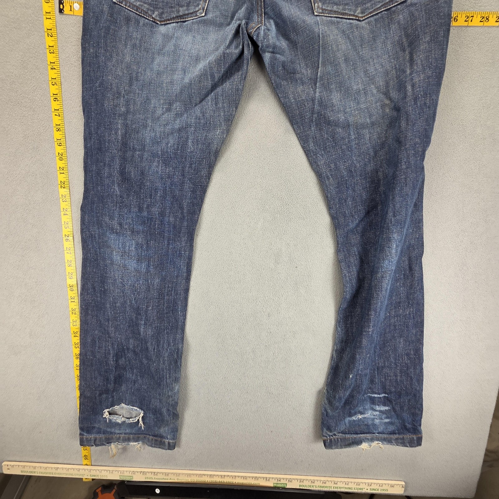 Sicko Jeans Mens Blue Selvedge Buckle Back Whiskers Fits 36×32