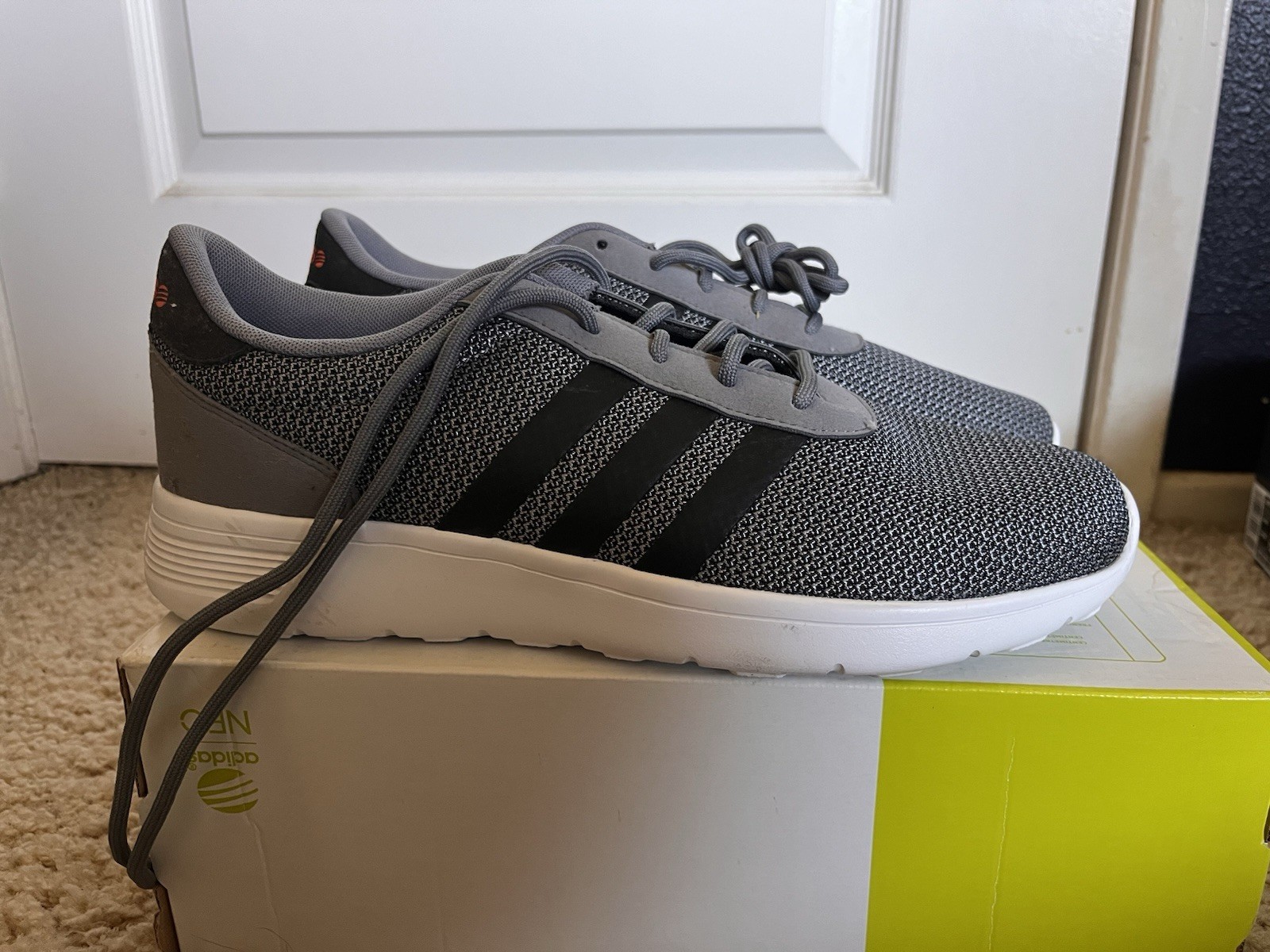 adidas Lite Racer Men’s Low Top Lace-Up Sneakers Gray/Black/White F98239