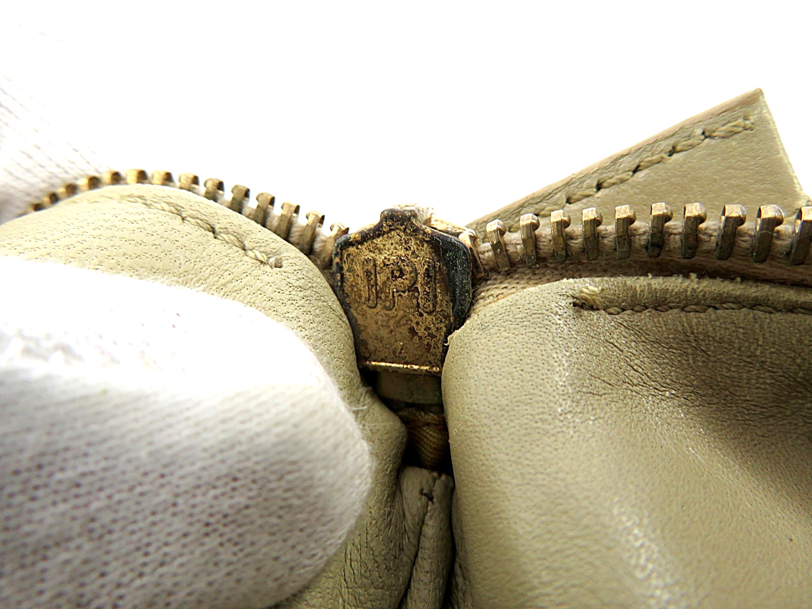 Authentic PRADA Beige Nylon and Leather Shoulder Bag Pouch Purse #63259